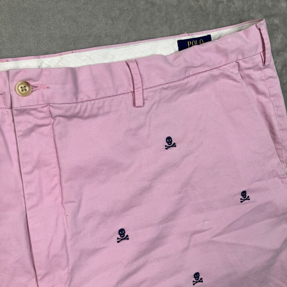 Polo Ralph Lauren Skull Print Shorts Mens 50 Pink Stretch Classic Fit Preppy